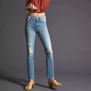 Mother Mid Rise Dazzler Ankle Fray In Weekend Kitten Women's Size 27 Blue Jeans